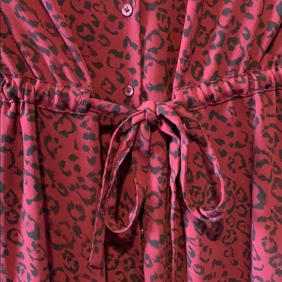A New Day burgundy leopard print shirt dress S - Picture 4 of 6